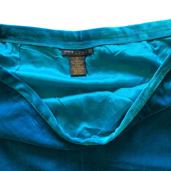 Grace Elements Simply Perfect Teal Soft Velvet Ruffle Hem Knee Length Skirt : 12 - Picture 2 of 12